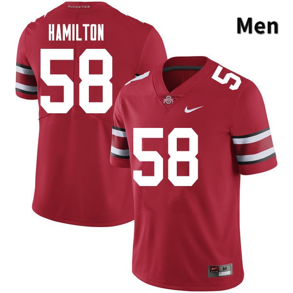 Ohio State Buckeyes Ty Hamilton Men's #58 Red Authentic Stitched College Football Jersey
